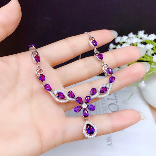 Natural Brazilian Amethyst Necklace Women