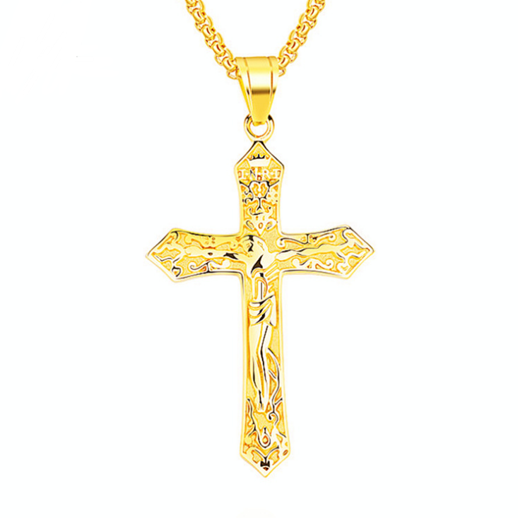 Titanium Steel Jesus Cross Necklace Pendant