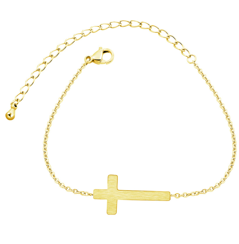 Jesus Christ Cross Bracelet Silver Gold Bracelet Bridesmaid Gift Religious Jewelry Stainless Steel