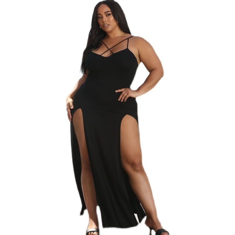 Plus Size Fat Women Dresses Summer Sling Big Dress