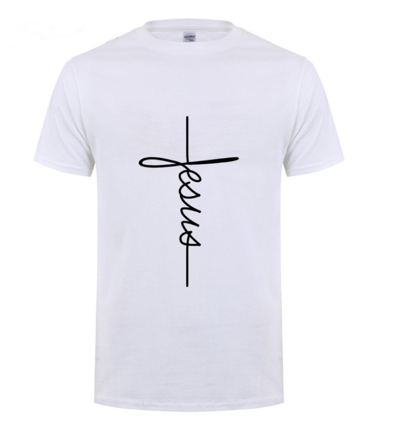 Jesus Cross T-shirts Men, Women, Europe, English, Digital Letters, Street Short Sleeve, Alien, WISH Amazon