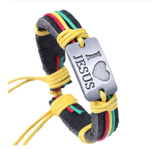 Religious Jewelry Christian I Love Jesus Alloy Leather Bracelet Wholesale Bracelet