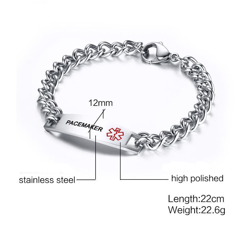 12MM stainless steel medical logo bracelet