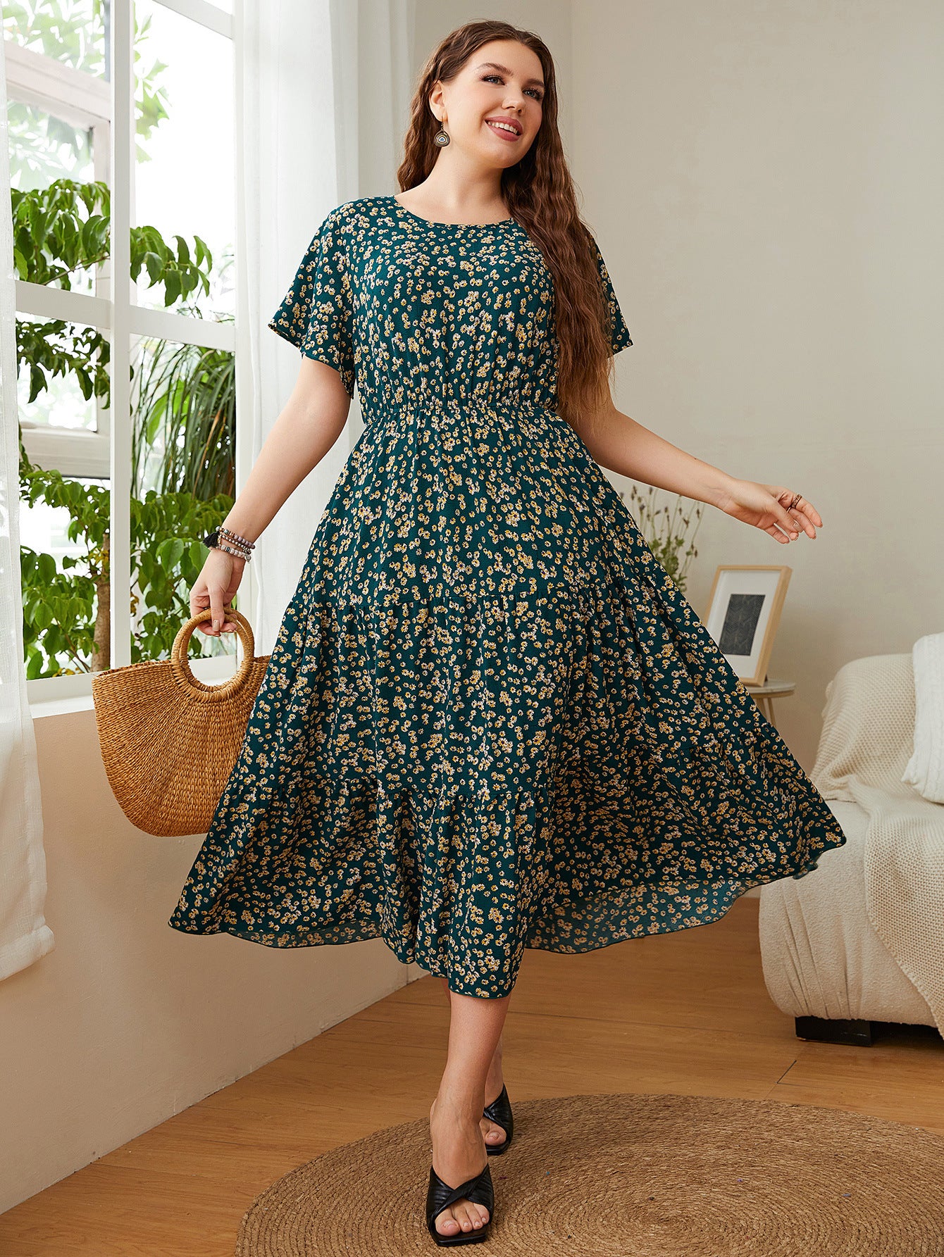 Summer Plus Size Women Floral Printed Dresses