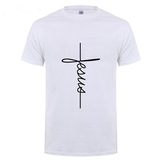 Jesus Cross T-shirts Men, Women, Europe, English, Digital Letters, Street Short Sleeve, Alien, WISH Amazon