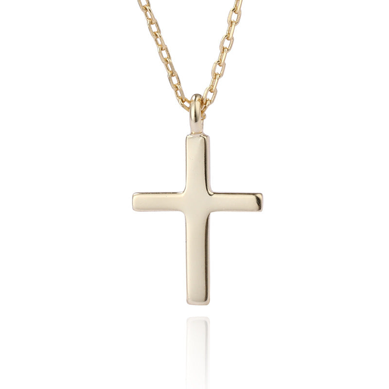 18k Gold 925 Solid Sterling Silver Women Jesus Christian Cross Pendant Necklace Trendy Charm Jewelry Graduation Gift for Girl