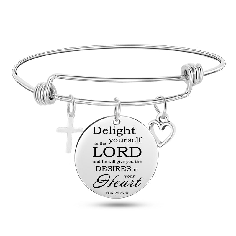 Jesus Christian Bible Scripture Stainless Steel Bangle Bracelet