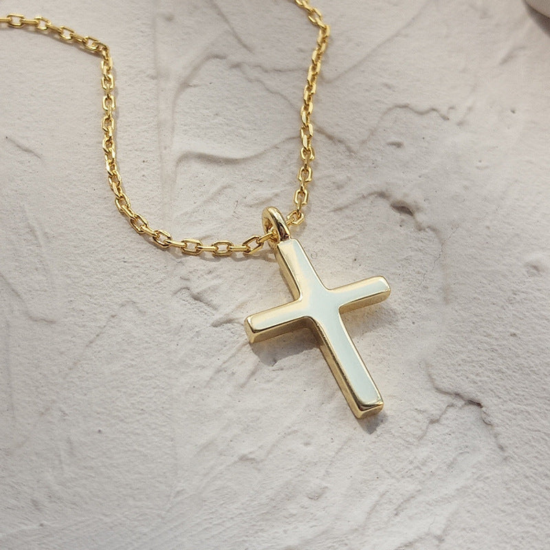 18k Gold 925 Solid Sterling Silver Women Jesus Christian Cross Pendant Necklace Trendy Charm Jewelry Graduation Gift for Girl