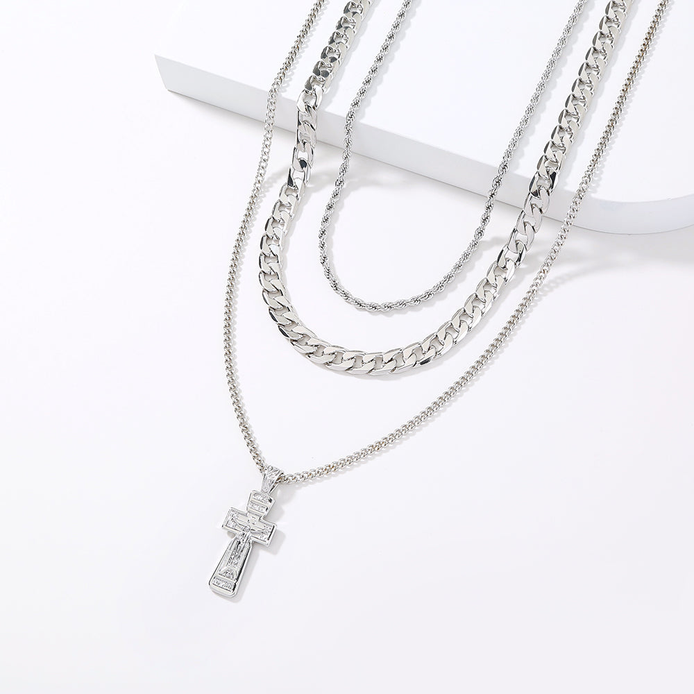 Jesus Cross multi layer necklace