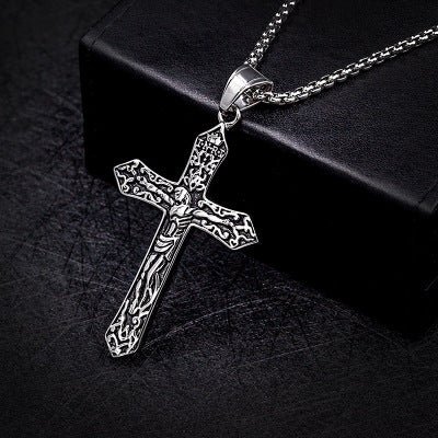 Titanium Steel Jesus Cross Necklace Pendant