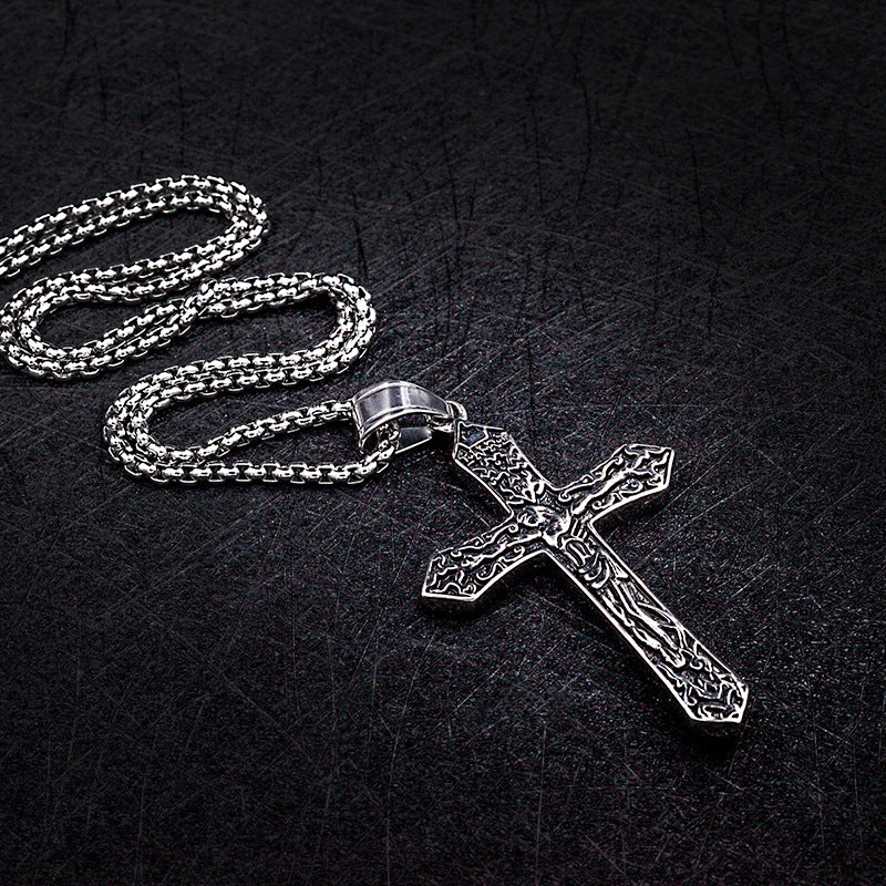 Titanium Steel Jesus Cross Necklace Pendant