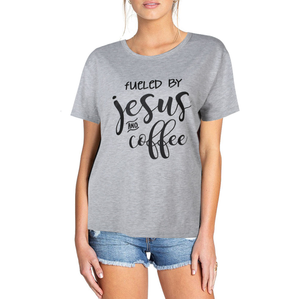 T-shirt fueled by jesus men and women European and American street short-sleeved lovers