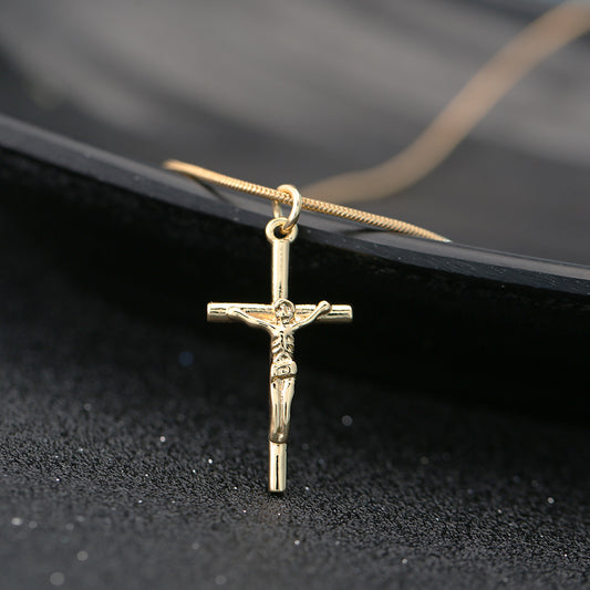 Gold-plated Heavenly Father Jesus Cross Necklace