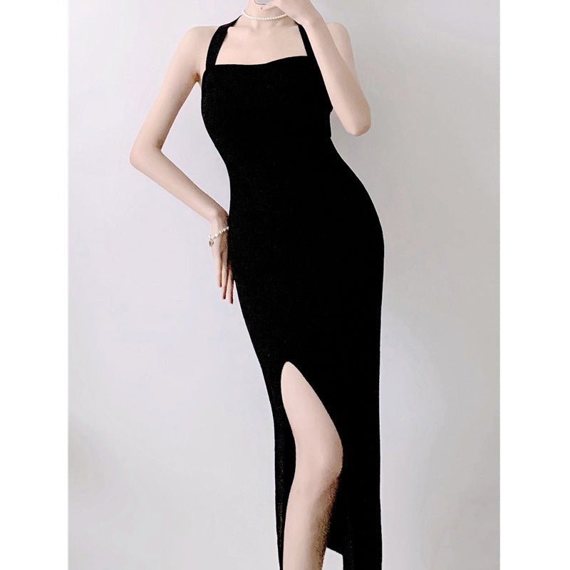 Backless Sexy Strap Split Summer Dress Women Elastic Long Dresses Sleeveless Camisole Clubwear Evening Party Dress Women's Robe