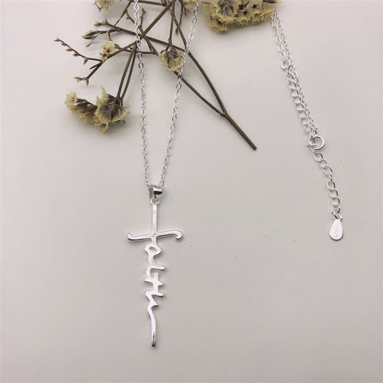 Jesus Cross English Letter Faith Clavicle Chain