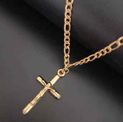 Simple Cross  Figaro Necklace Easter Jesus Pendant Clavicle Chain