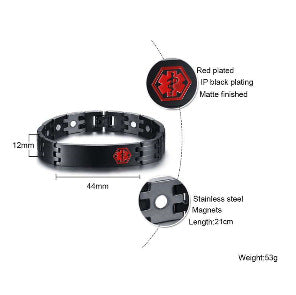 Titanium Steel Medical Magnetic Black Men's Bracelet