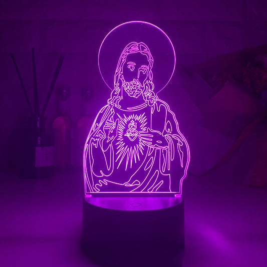 Western Jesus Our Lady Series 3DLED Touch Colorful Night Light