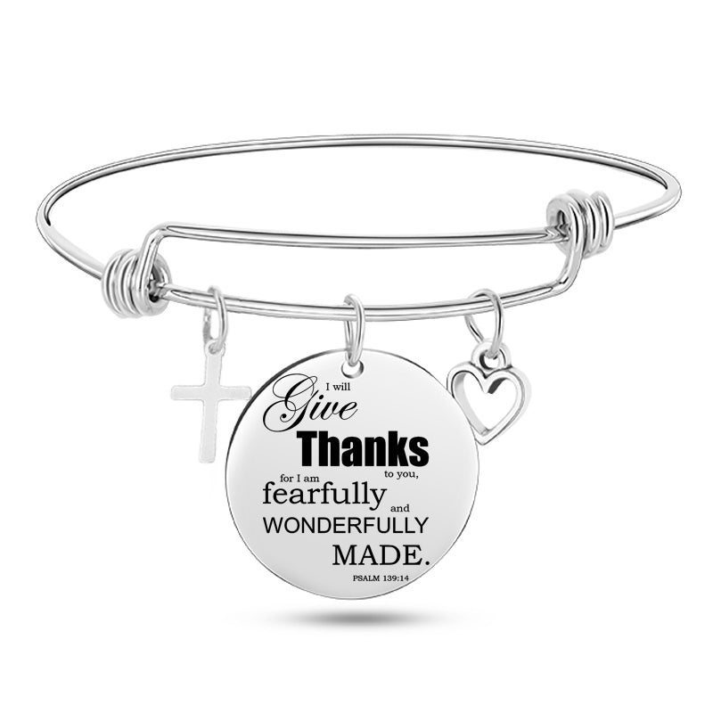 Jesus Christian Bible Scripture Stainless Steel Bangle Bracelet