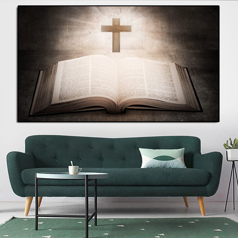 Christian Jesus Cross Sunshine Art Deco Canvas Painting