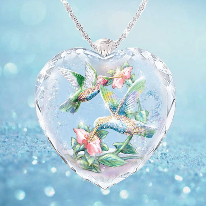 New European And American Crystal Jesus Heart Necklace Pendant