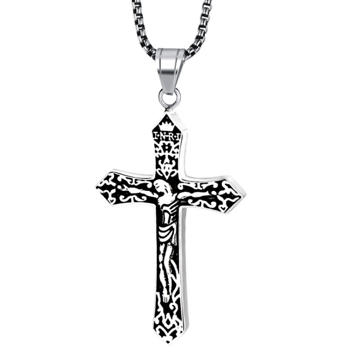 Titanium Steel Jesus Cross Necklace Pendant