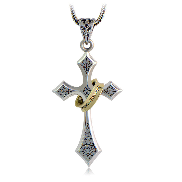 Sterling Silver Jesus Cross Personality Retro Men's And Women's Pendant