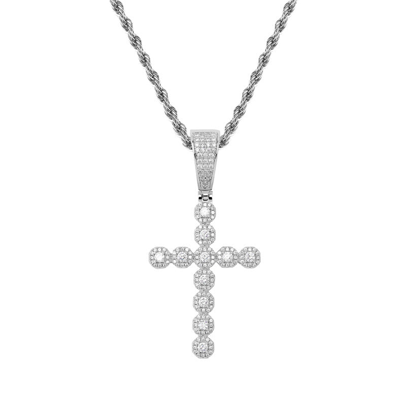 Christ Jesus Cross Retro Pendant Full Of Zircon Trendy Men's And Women's Necklaces