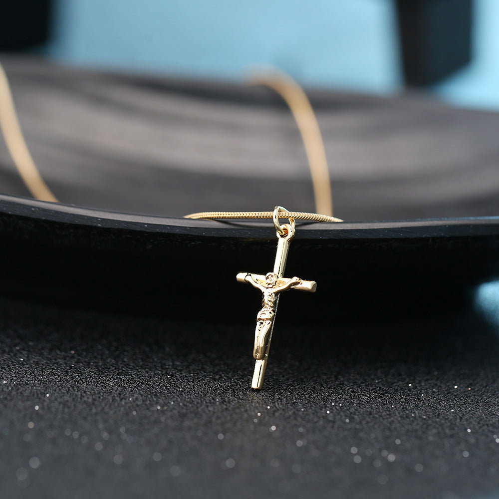 Gold-plated Heavenly Father Jesus Cross Necklace