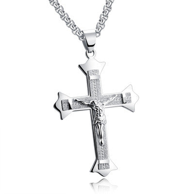 Cross Christ Jesus Pendant Necklace Stainless