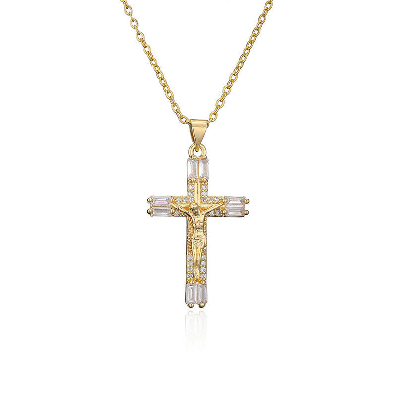 Jesus Cross Necklace Pendant INS Clavicle Chain Versatile Personality