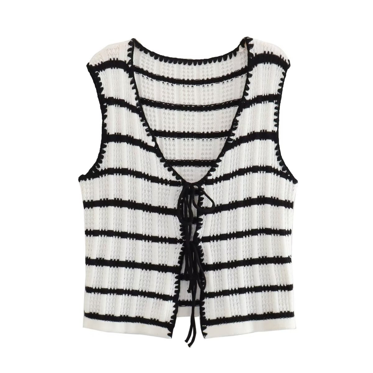 Casual Suit Knitted Lace-up Cardigan Vest Top Casual Trousers Two Pieces Suit Women's Clothing