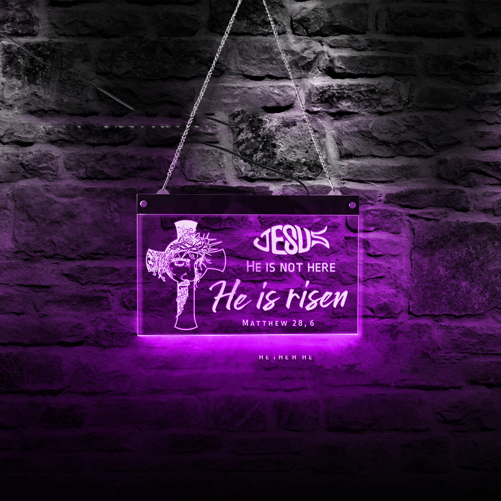 Jesus Cross Christ Portrait Logo Design Customized LED Neon