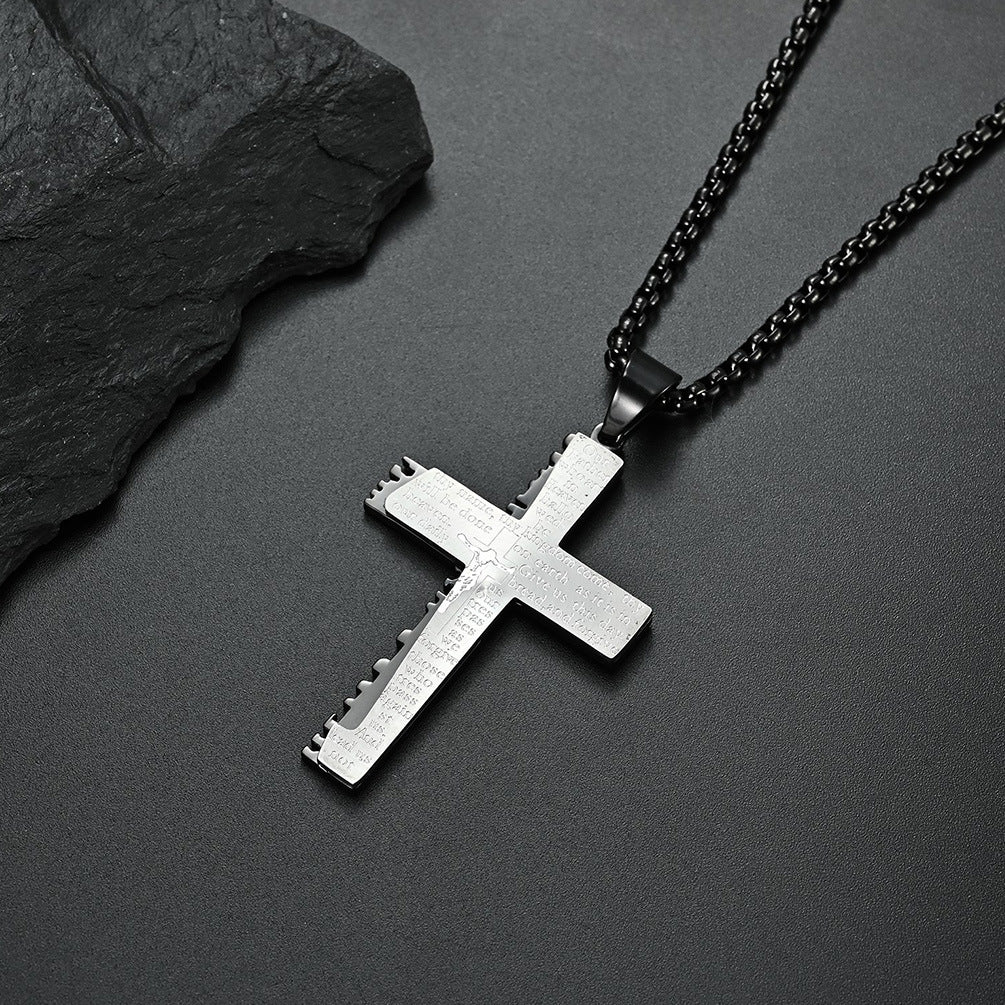 Christian Jesus Cross Necklace Double Men's