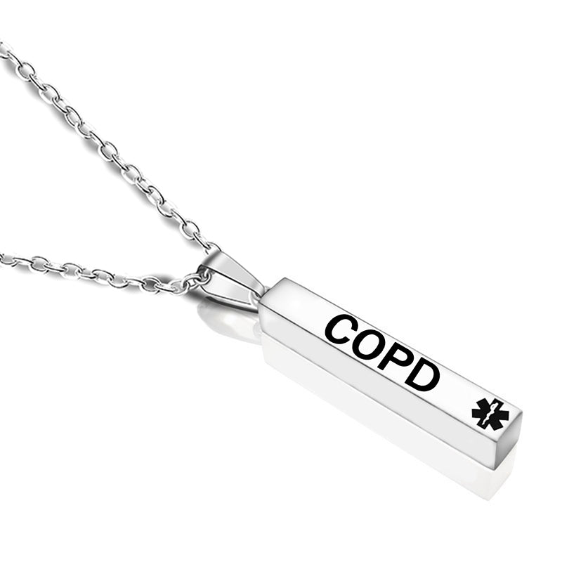 Engraved Medical Alert Stainless Steel Wishing Pillar Pendant Necklace