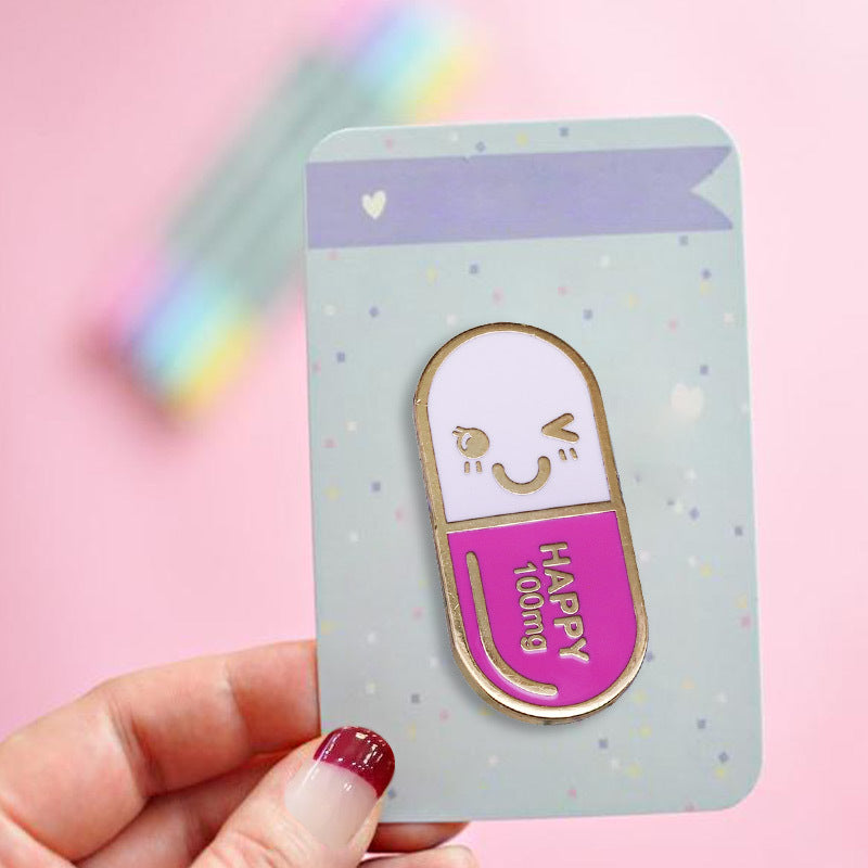 Medical Happy Capsule Shaped Brooch Badge