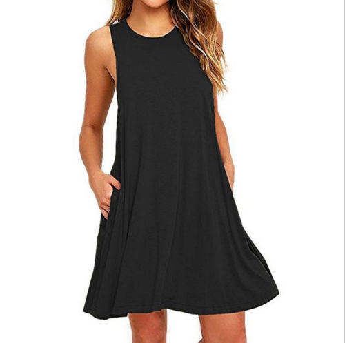 Summer Women Casual Pocket Dress Ladies T Shirt Dresses