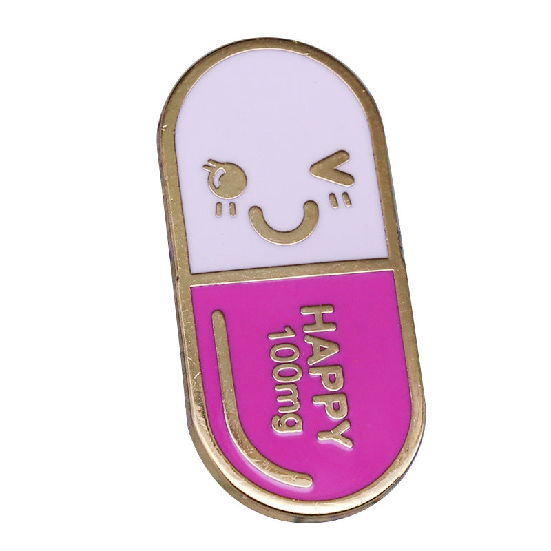 Medical Happy Capsule Shaped Brooch Badge