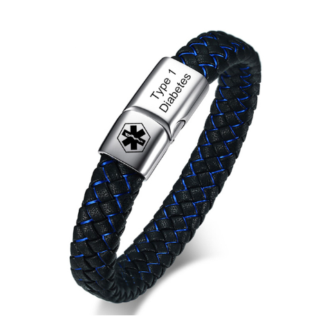 Stainless Steel Magnet Buckle Medical Bracelet Men's Leather Rope