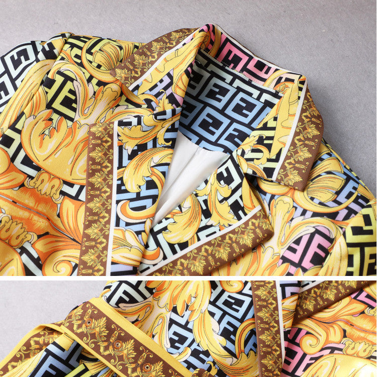 Women Vintage Printed Fashion Coat