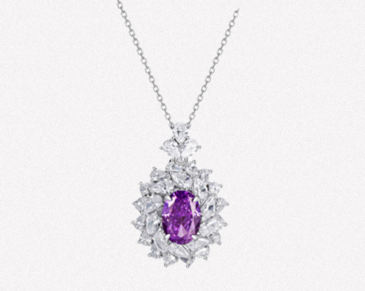 S925 Silver Cubic Zirconia Purple Necklace Women