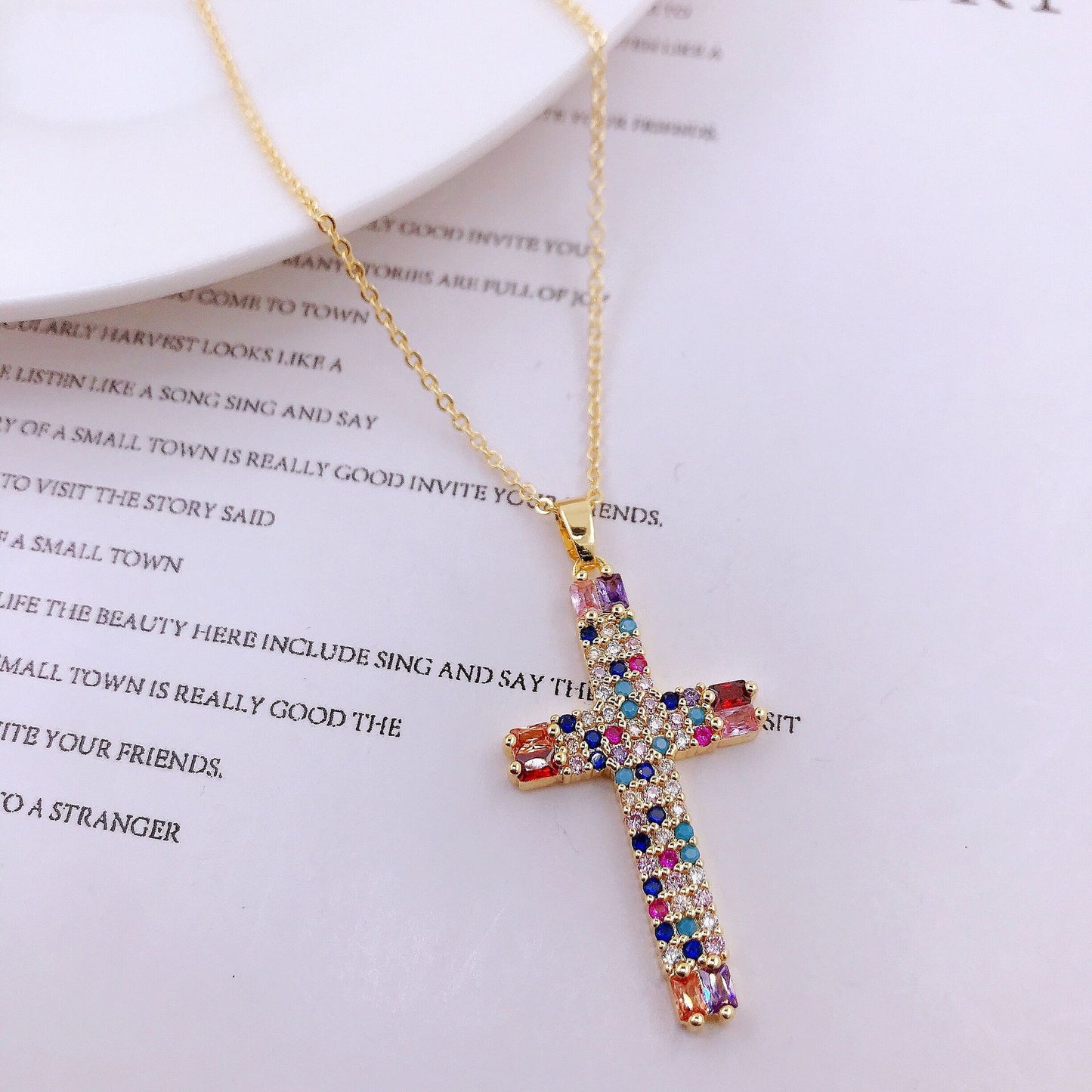 Jesus Cross Necklace Pendant INS Clavicle Chain Versatile Personality