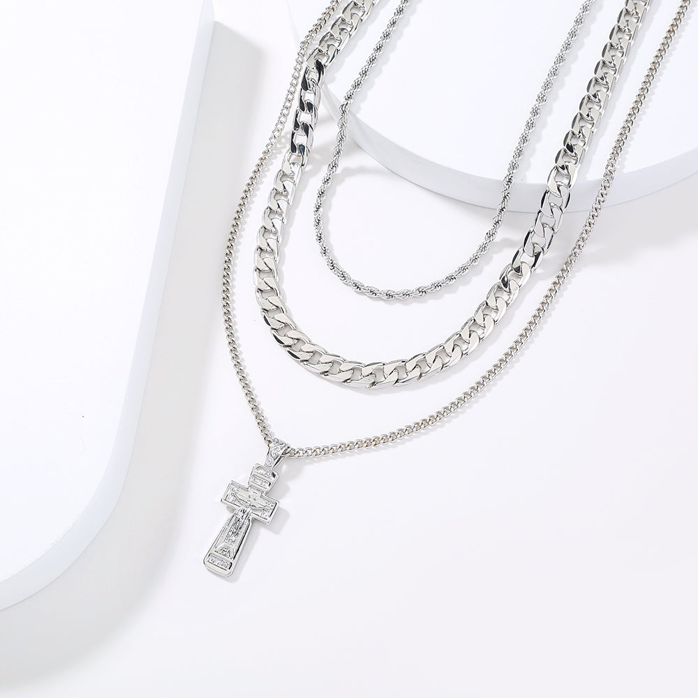 Jesus Cross multi layer necklace