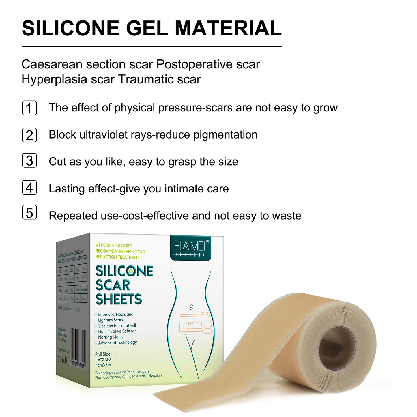 Silicone Gel Patch Removal Scar Stickers Medical Treatment Sheet Tape Efficient Surgery Cover Skin Repair Acne Trauma Burn Scar Silicone Gel Patch Removal Scar Stickers Medical Treatment Sheet Tape