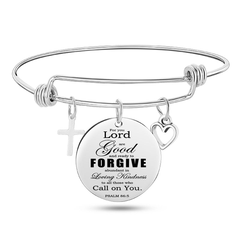 Jesus Christian Bible Scripture Stainless Steel Bangle Bracelet