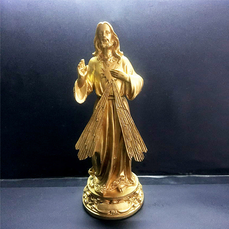 Bright Gold Jesus Mercy Sculpture Catholic