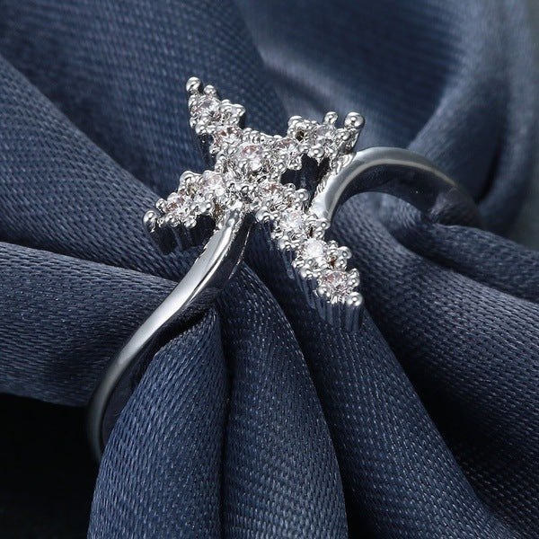 Diamond Christian Jesus Cross Ring