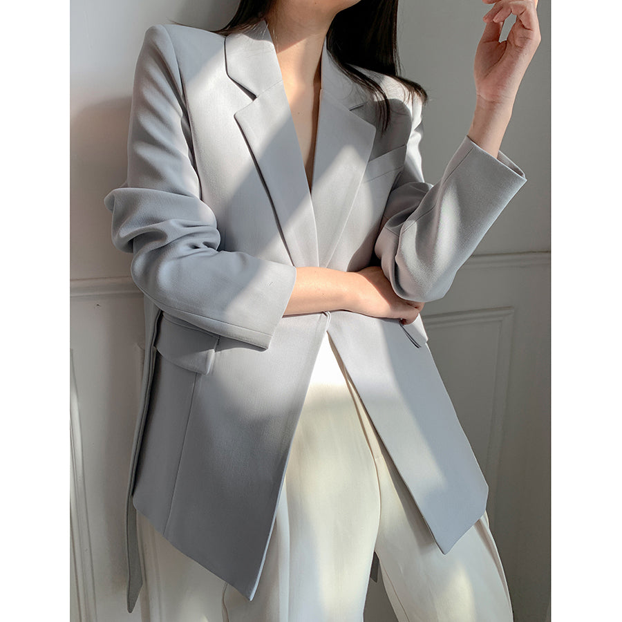 Blue-gray High Sense Of Loose Korean Temperament Suit Jacket Women