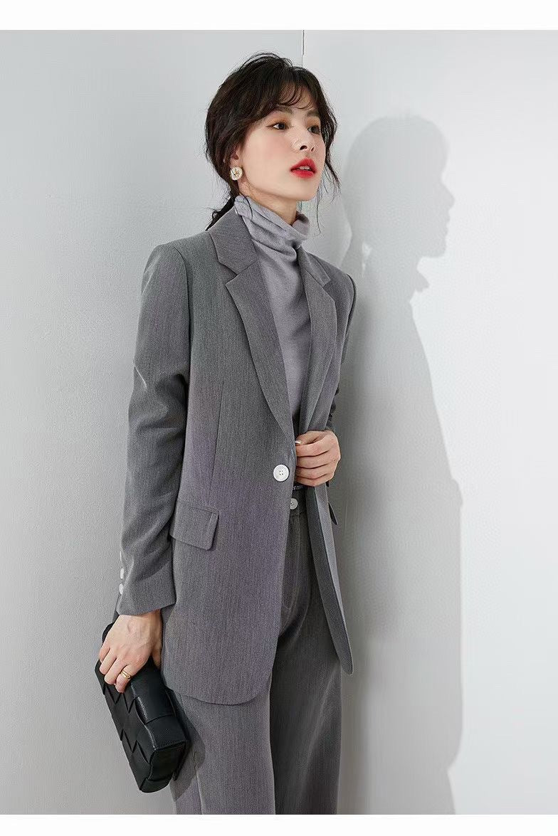 Gray Suit Jacket Casual Temperament Small Suit Women