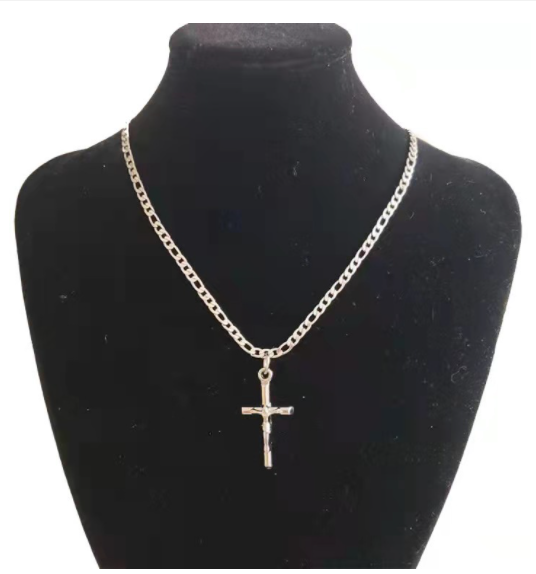 Simple Cross  Figaro Necklace Easter Jesus Pendant Clavicle Chain